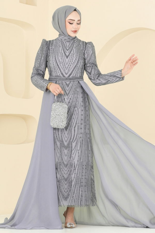 Modaselvim خصم صافٍ20%+20% في سلة التسوق فستان سهرة فضي 6632YG95