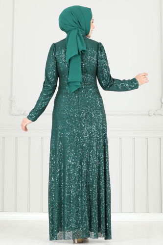 moda selvim Evening Dress 6639YG95 Emerald - Thumbnail