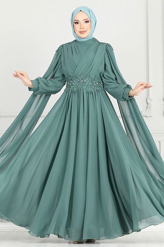 moda selvim Evening Dress 6640YG95 Mint - Thumbnail