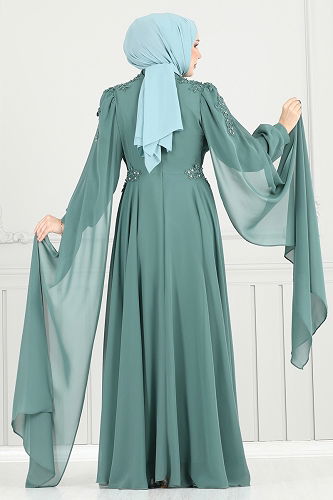 moda selvim Evening Dress 6640YG95 Mint - Thumbnail