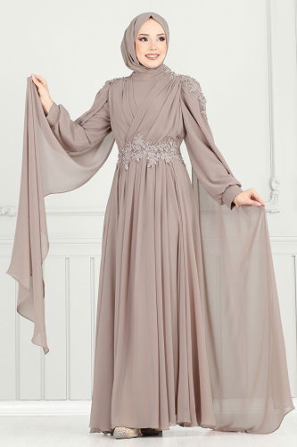 moda selvim Evening Dress 6640YG95 Powder Vision - Thumbnail