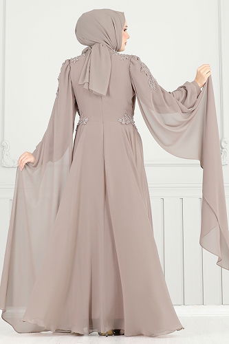 moda selvim Evening Dress 6640YG95 Powder Vision - Thumbnail