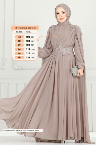 moda selvim Evening Dress 6640YG95 Powder Vision - Thumbnail