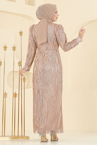moda selvim Evening Dress 6660YG95 Gold - Thumbnail
