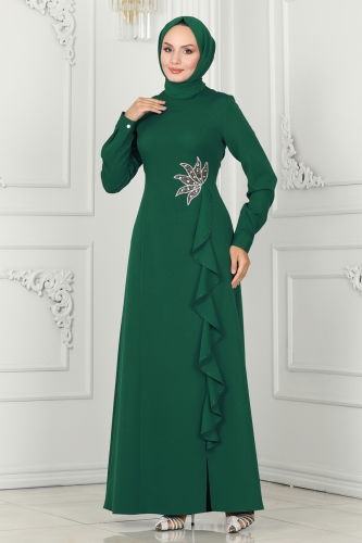 moda selvim EVENING DRESS 6882MDH809 Emerald - Thumbnail