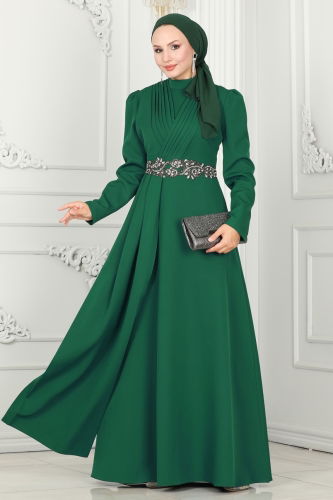 moda selvim EVENING DRESS 6883MDH809 Emerald - Thumbnail