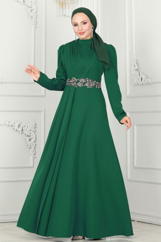 moda selvim EVENING DRESS 6883MDH809 Emerald - Thumbnail