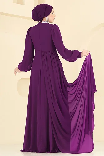 moda selvim Evening Dress 6999YG95 Purple - Thumbnail