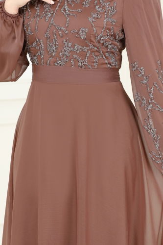 moda selvim Evening Dress 7005AB368 Copper - Thumbnail