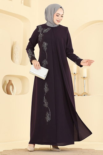 moda selvim فستان سهرة توتي 7008OZT1013 - Thumbnail