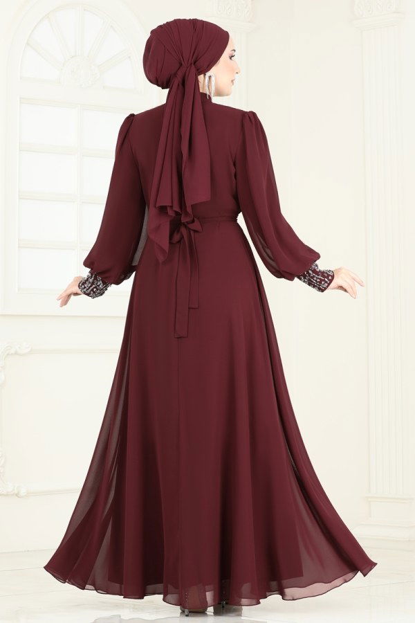 Evening Dress 7084AB368 Burgundy - 6