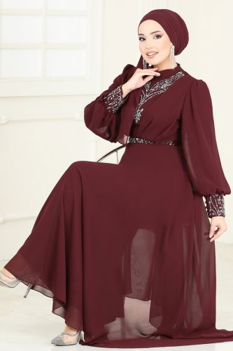 Evening Dress 7084AB368 Burgundy 