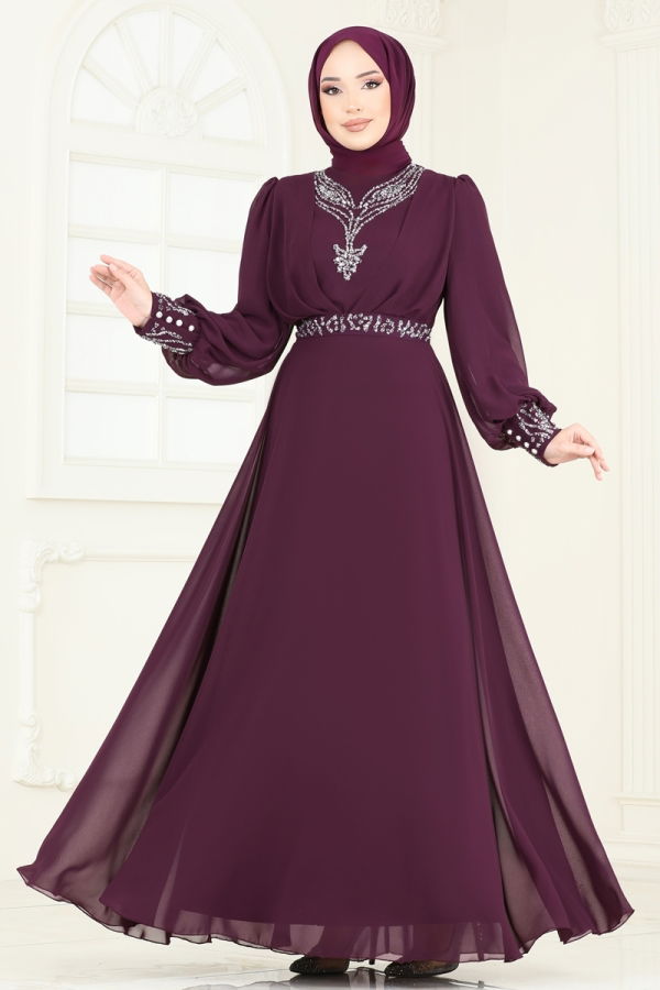 Evening Dress 7084AB368 Damson - 1