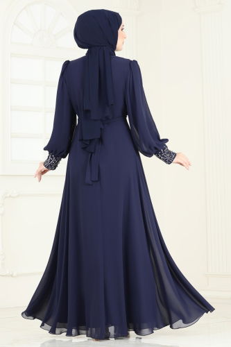 Evening Dress 7084AB368 Navy Blue - 6