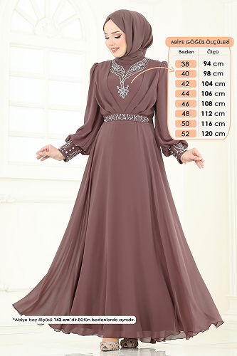 moda selvim Evening Dress 7084ABK1075 Powder Vision - Thumbnail