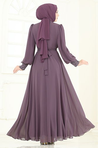 moda selvim Evening Dress 7084ABK1075 Rose Dried - Thumbnail