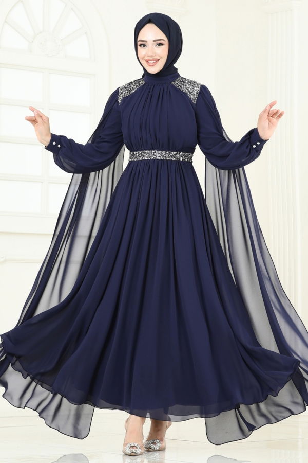 Modaselvim NET 20%+20% DISCOUNT IN THE CARD Evening Dress 7101AB368 Navy Blue