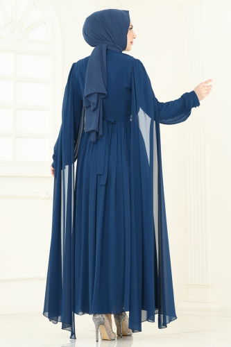 moda selvim فستان سهرة بترولي 7101AB368 - Thumbnail