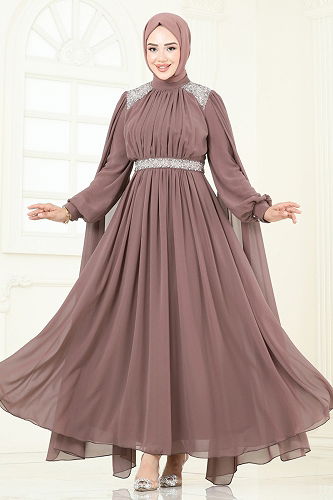 moda selvim Evening Dress 7101AB368 Powder Vision - Thumbnail