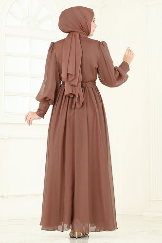 moda selvim Evening Dress 8000AB368 Copper - Thumbnail