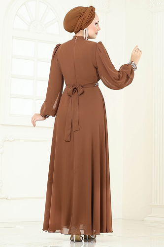 moda selvim فستان سهرة نحاسي 8010AB368 - Thumbnail