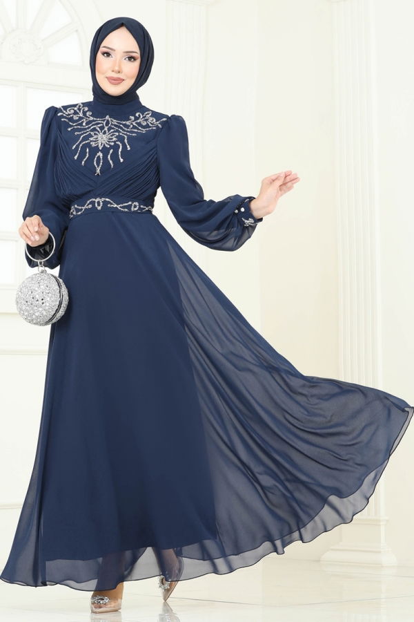 Modaselvim خصم صافٍ20%+20% في سلة التسوق فستان سهرة كحلي 8010AB368