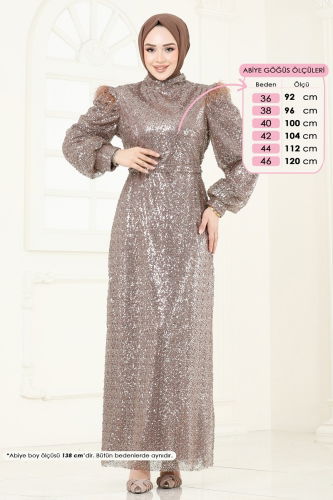 moda selvim Evening Dress 8011YG95 Powder Vision - Thumbnail