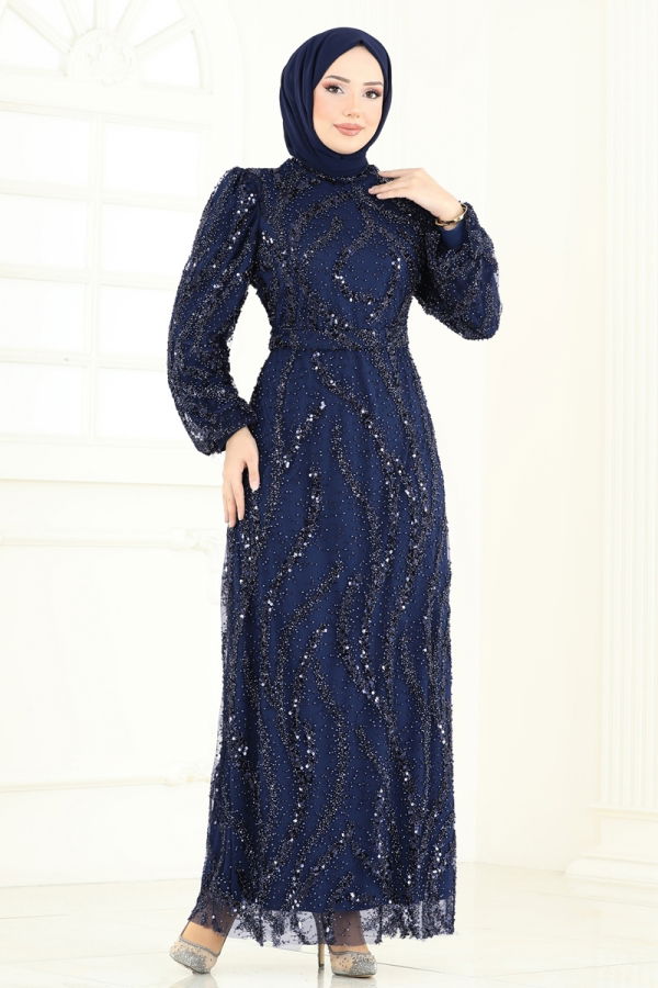 Modaselvim SUAL فستان سهرة كحلي 8014YG95