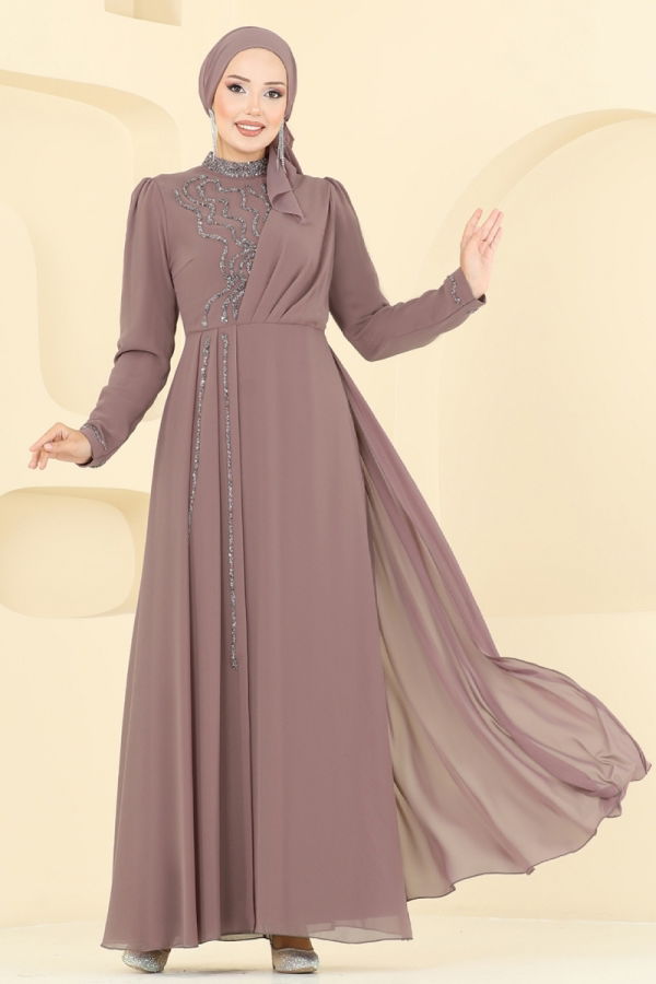 Modaselvim خصم صافٍ20%+20% في سلة التسوق فستان سهرة بيج وردي 8019AB368