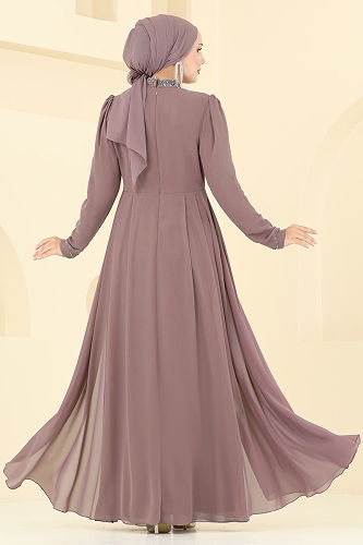 moda selvim فستان سهرة بيج وردي 8019AB368 - Thumbnail