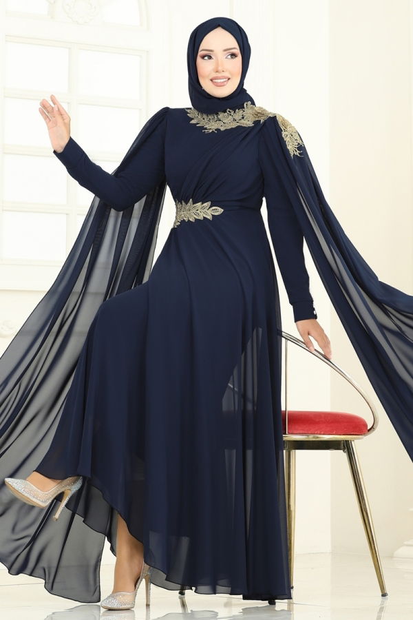 Modaselvim NET 20%+20% DISCOUNT IN THE CARD Evening Dress 8023AB368 Navy Blue