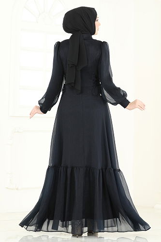 moda selvim Evening Dress 8038AB368 Black - Thumbnail