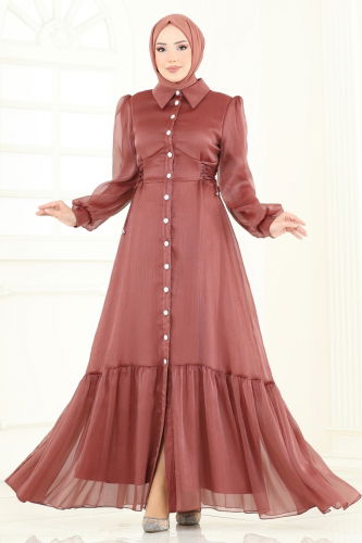 moda selvim فستان سهرة نحاسي 8038AB368 - Thumbnail