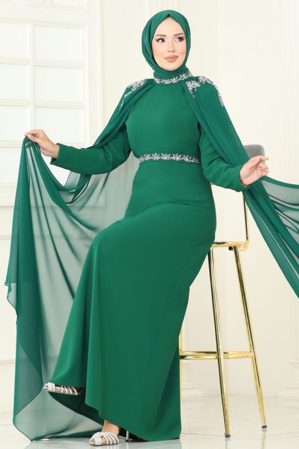 Modaselvim NET 20%+20% DISCOUNT IN THE CARD Evening Dress 8073AB368 Emerald