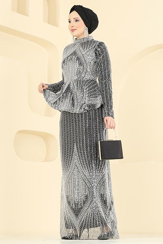 moda selvim Evening Dress 8080YG95 Black - Thumbnail