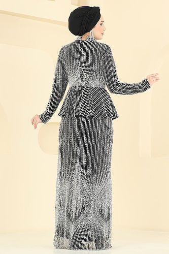 moda selvim Evening Dress 8080YG95 Black - Thumbnail