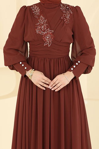 moda selvim فستان سهرة نحاسي 8084AB368 - Thumbnail