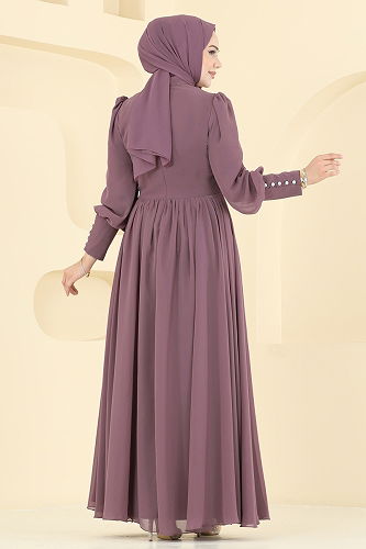 moda selvim Evening Dress 8084AB368 Powder Vision - Thumbnail