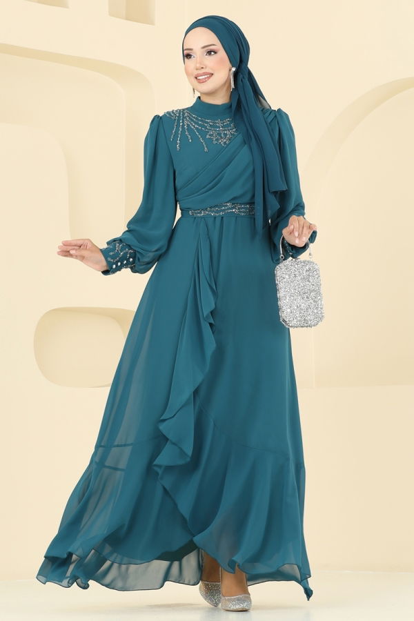 Modaselvim خصم صافٍ20%+20% في سلة التسوق فستان سهرة بترولي 8088AB368