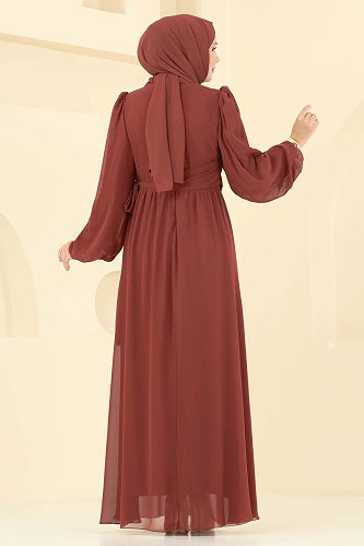 moda selvim Evening Dress 8110AB368 Tile - Thumbnail