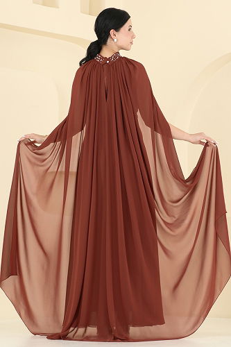 moda selvim فستان سهرة نحاسي 8112AB368 - Thumbnail