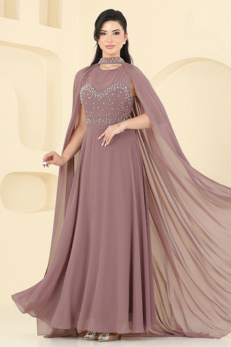 moda selvim Evening Dress 8112AB368 Powder Vision - Thumbnail