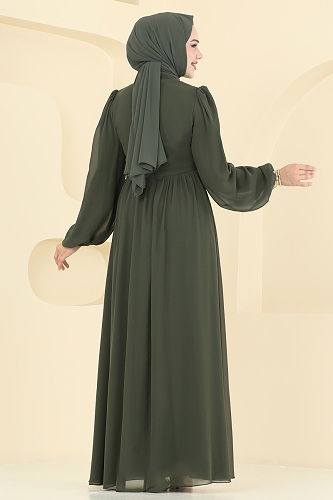 moda selvim فستان سهرة اخضر عفني 8115AB368 - Thumbnail