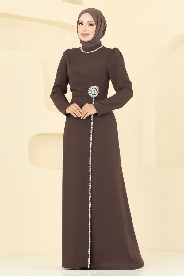 Modaselvim EVENING DRESSES Evening Dress 8116ABK1075 Dark Brown