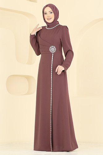 moda selvim Evening Dress 8116ABK1075 Powder Vision - Thumbnail