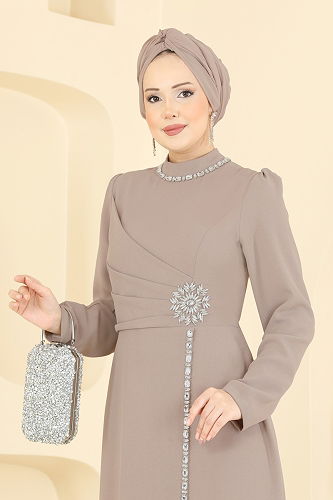 moda selvim Evening Dress 8116ABK1075 Vision - Thumbnail