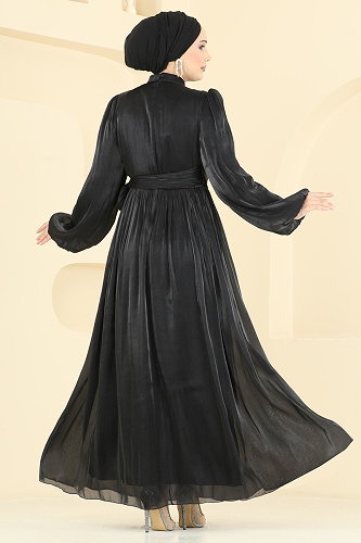 moda selvim فستان سهرة أسود 8162AB368 - Thumbnail