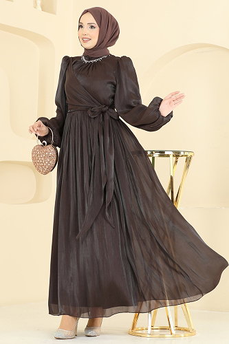 moda selvim فستان سهرة بني 8162AB368 - Thumbnail