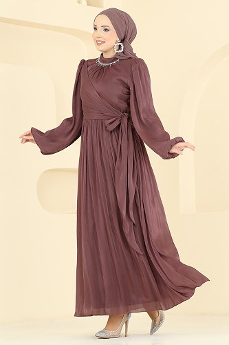 moda selvim Evening Dress 8162AB368 Rose Dried - Thumbnail