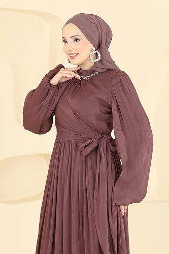 moda selvim فستان سهرة وردي 8162AB368 - Thumbnail